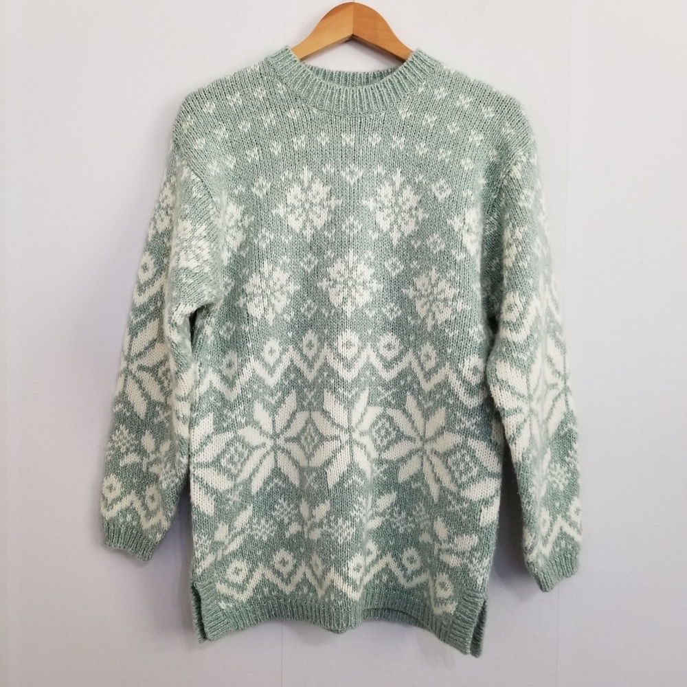 Vintage Karen Scott Wool Blend Snowflakes Swester Size Medium
